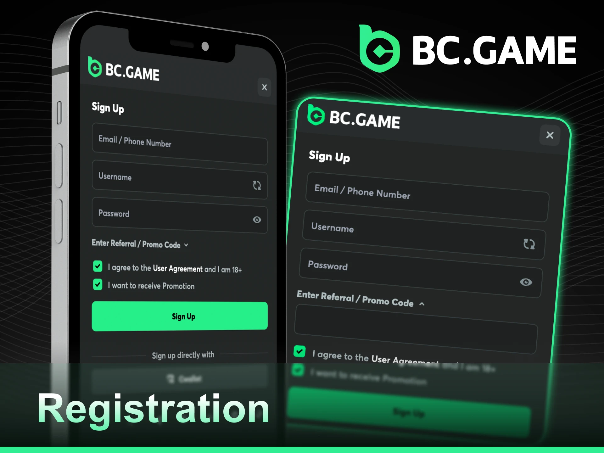 Finish the Registration Through BC Game App to unlock all platform features.