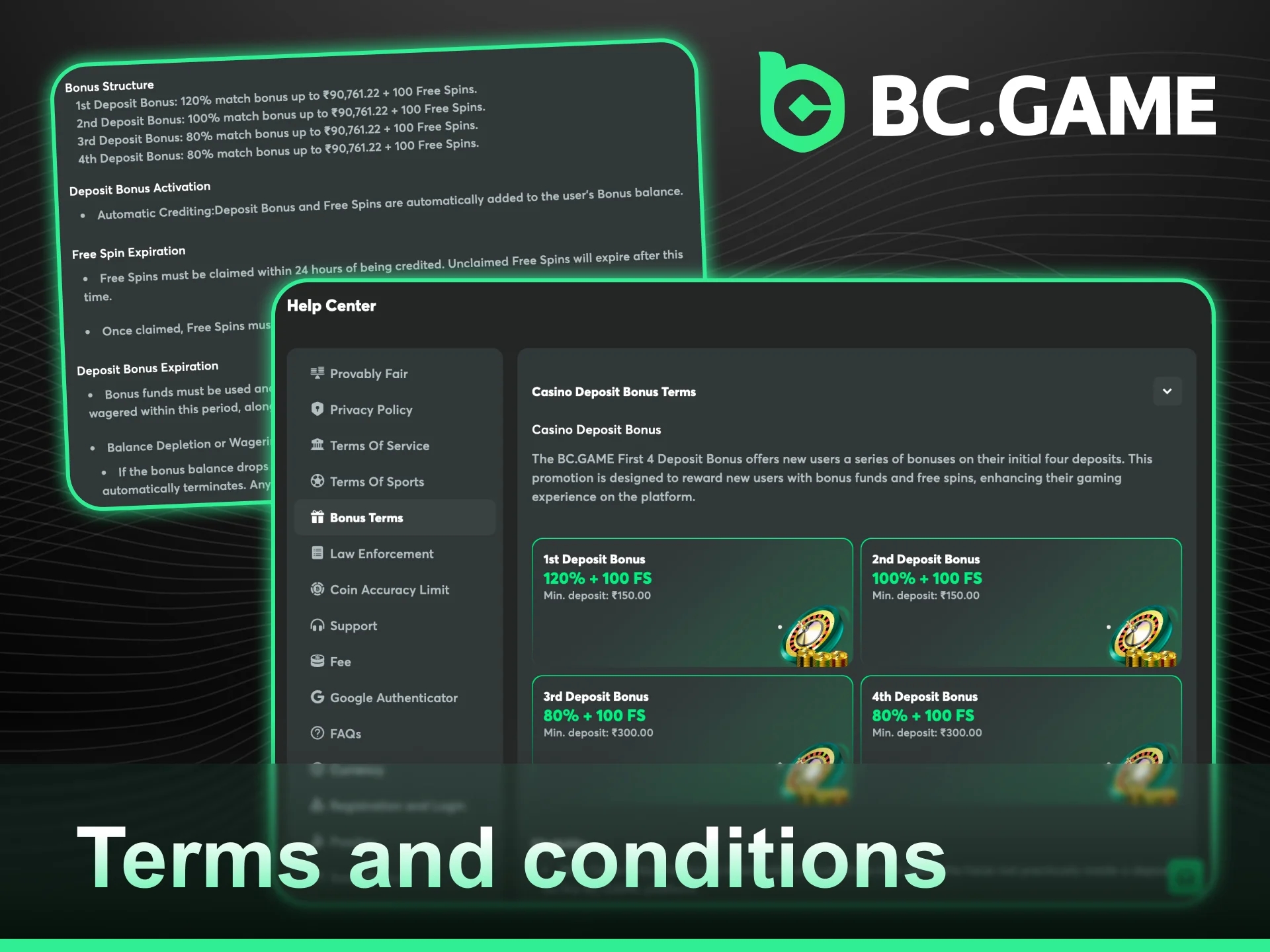 Read the terms and conditions of BC Game bonuses and offers.