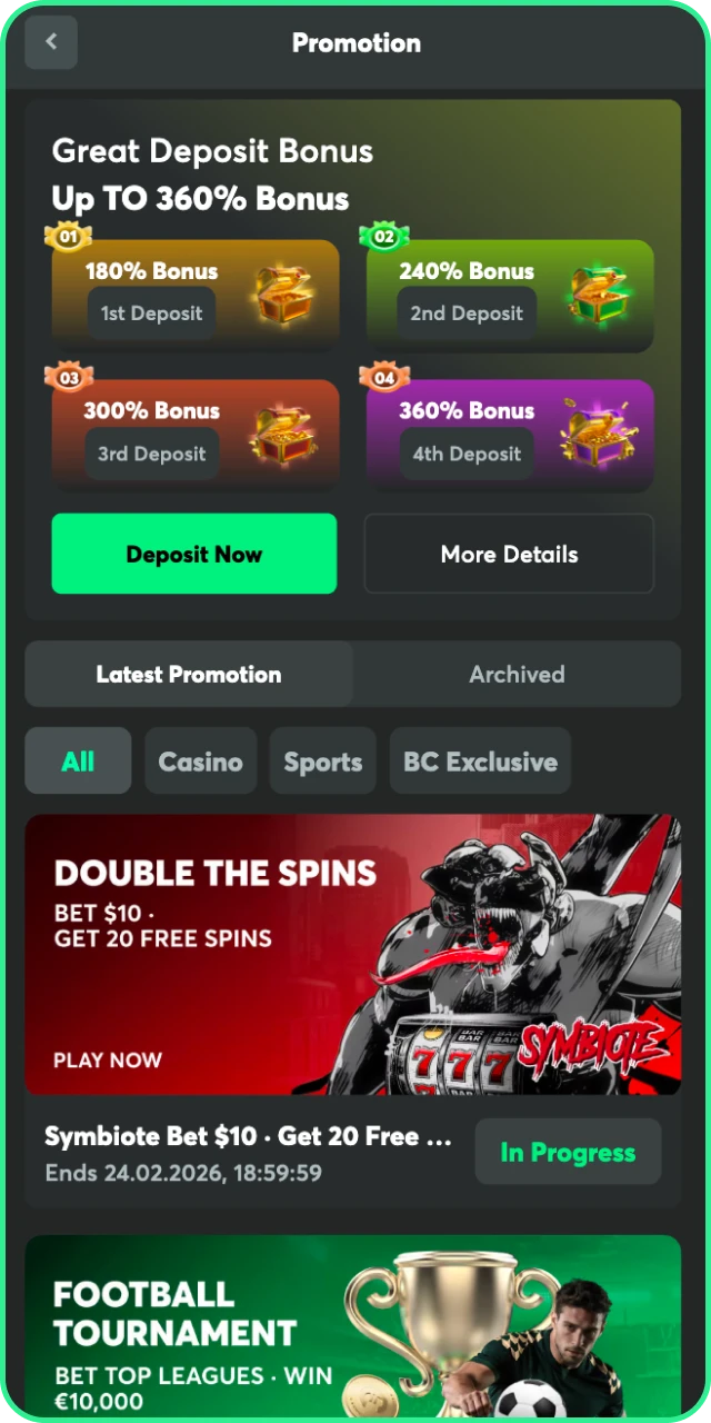 Choose the Bonus that fits your BC Game Bonus strategy.