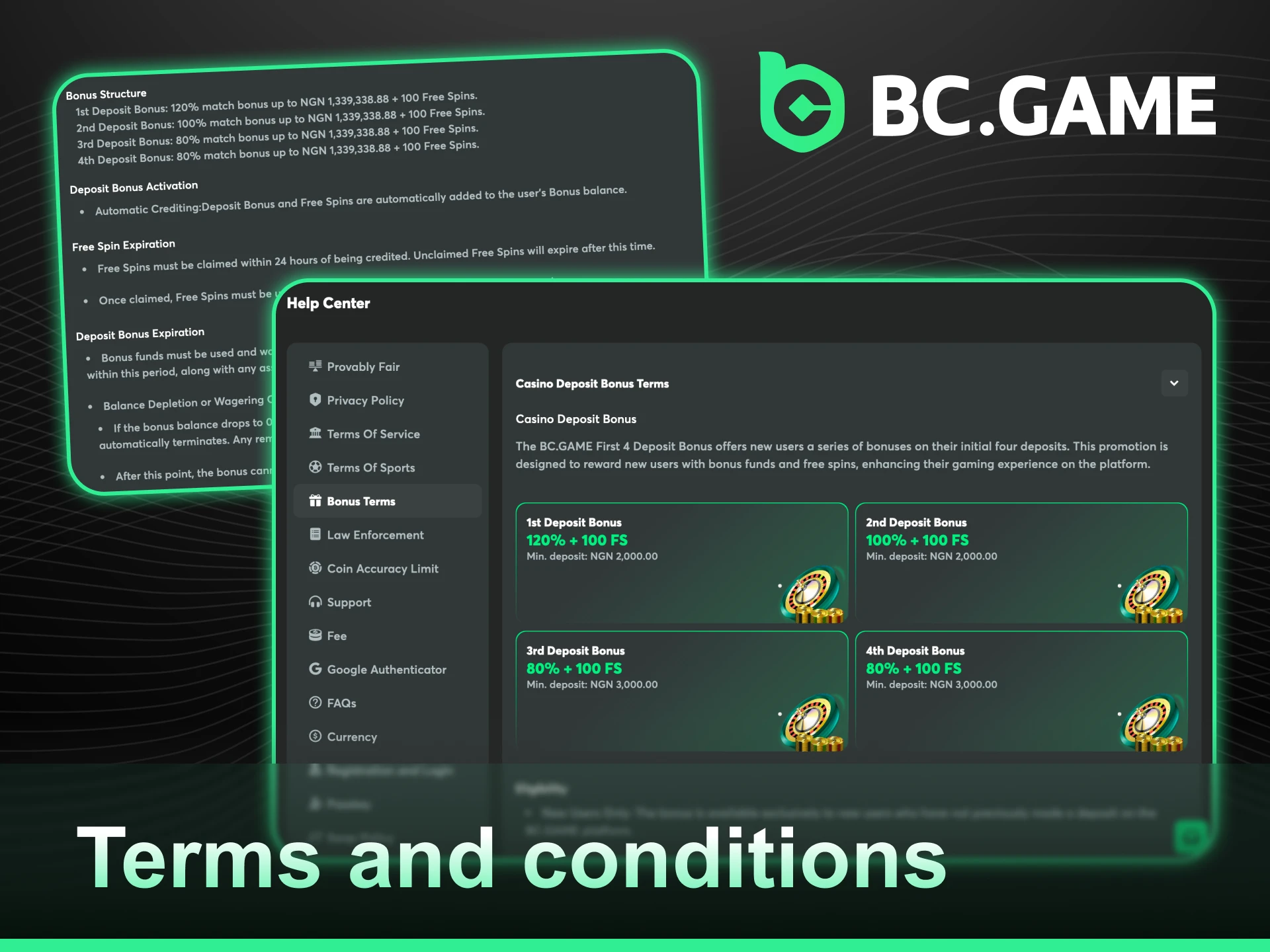 Read the terms and conditions of BC Game bonuses and offers.