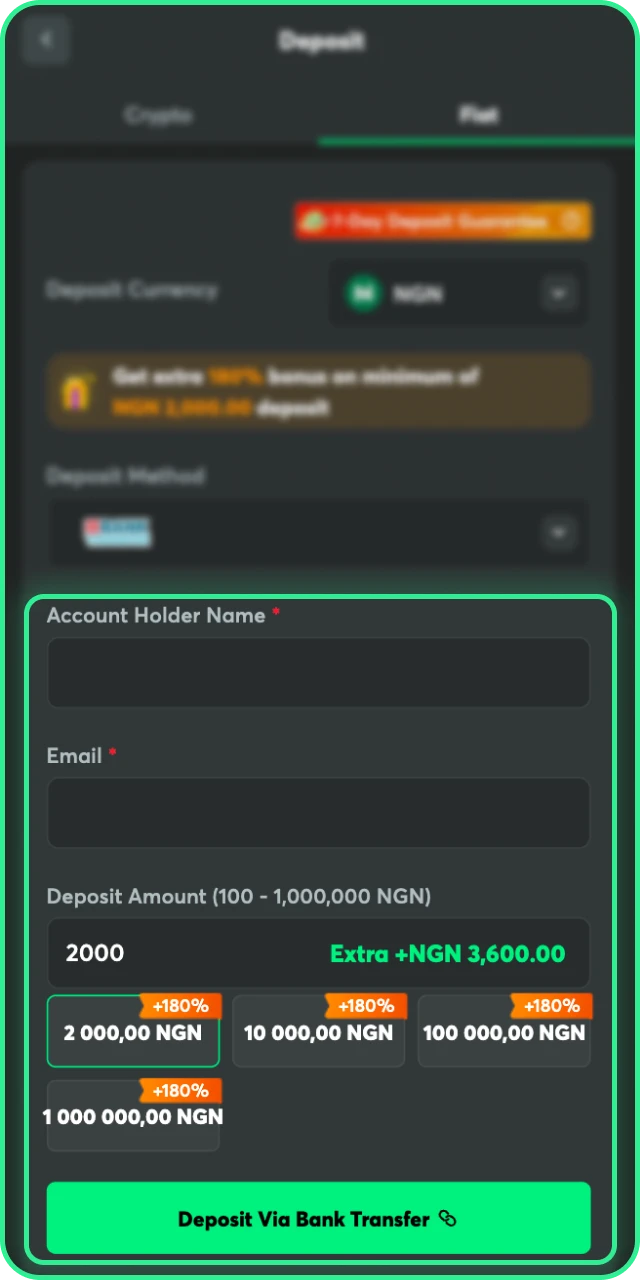 Make a Deposit to complete your BC Game deposit transaction.
