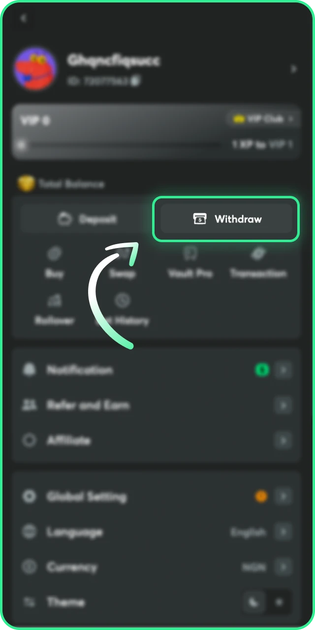 Open the Withdrawal Page to manage your BC Game withdrawal funds.