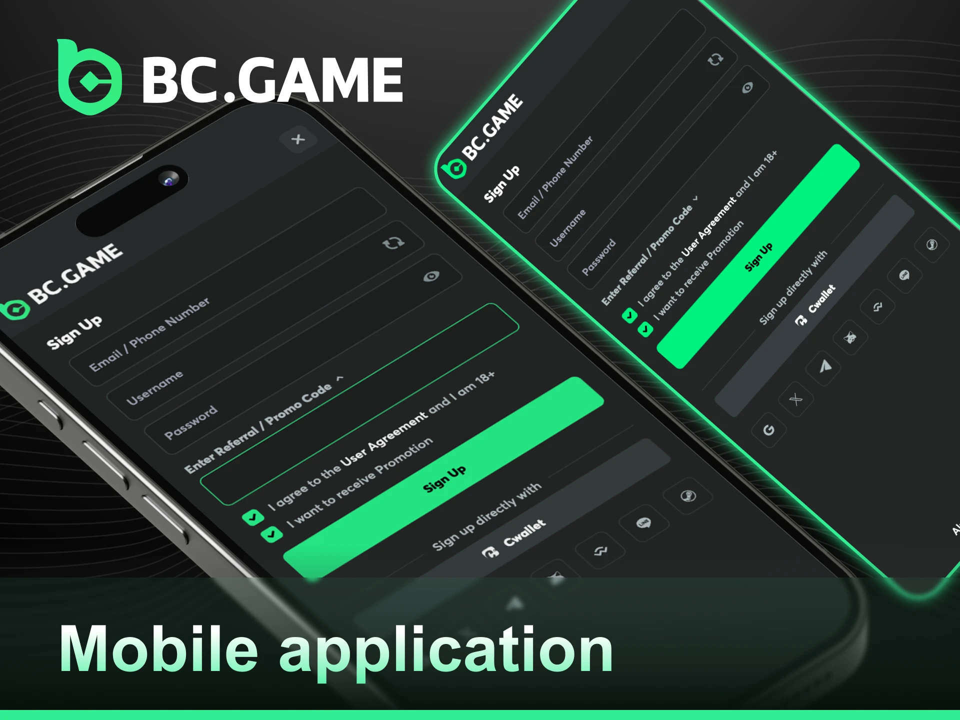 Follow the steps to Sign Up Through A Mobile App at BC Game.